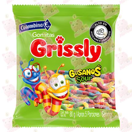 GOMAS GRISSLY SOUR GUSANOS UNIDAD *80GR*24