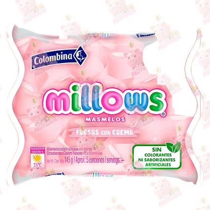 MASMELO MILLOWS FRESAS CON CREMA*12 145GR*12