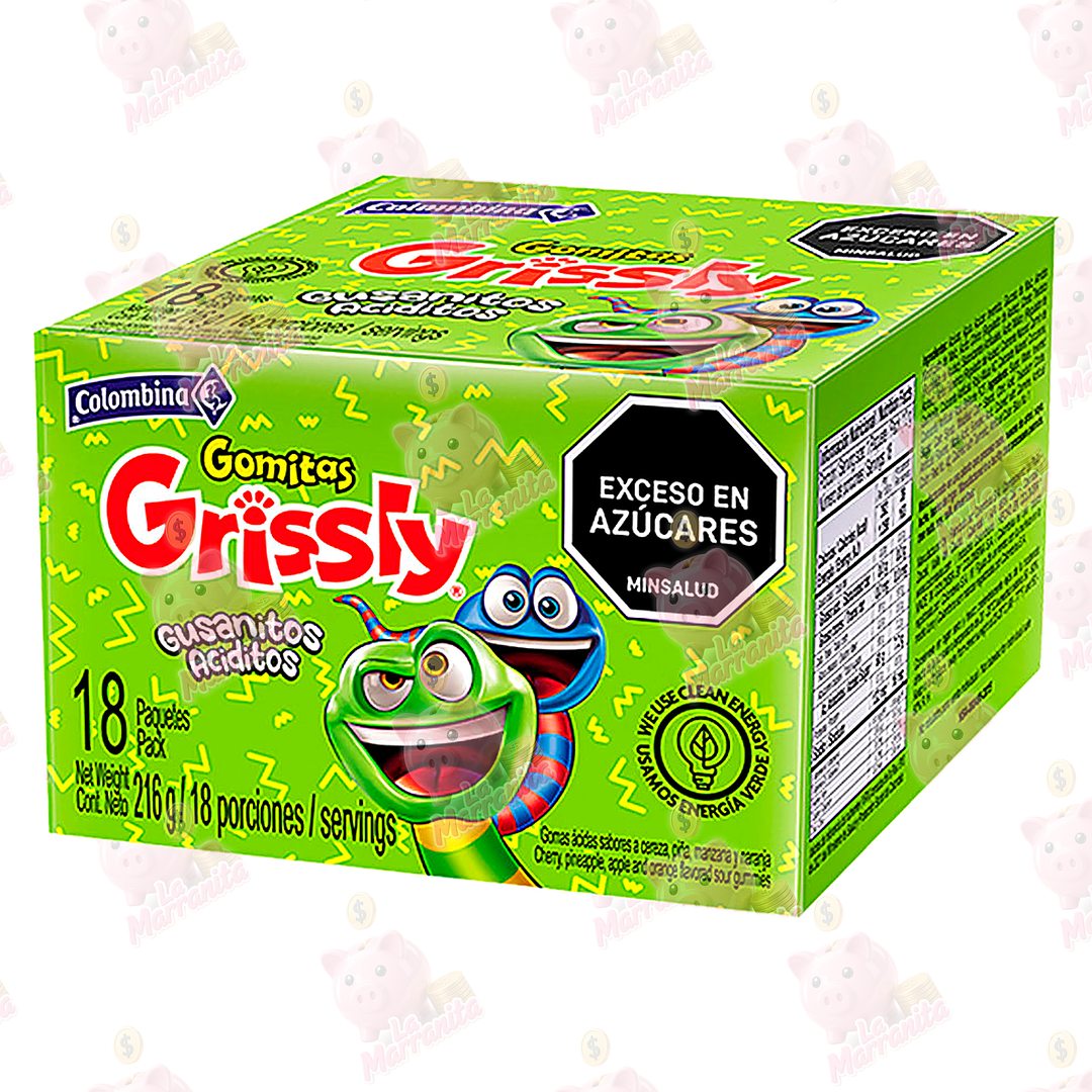 Grissly gomas gusanitos acidos 18 216gr cj18 lamarranita Com Lamarranita Com lamarranita Com grissly gomas gusanitos acidos 18 216gr cj18